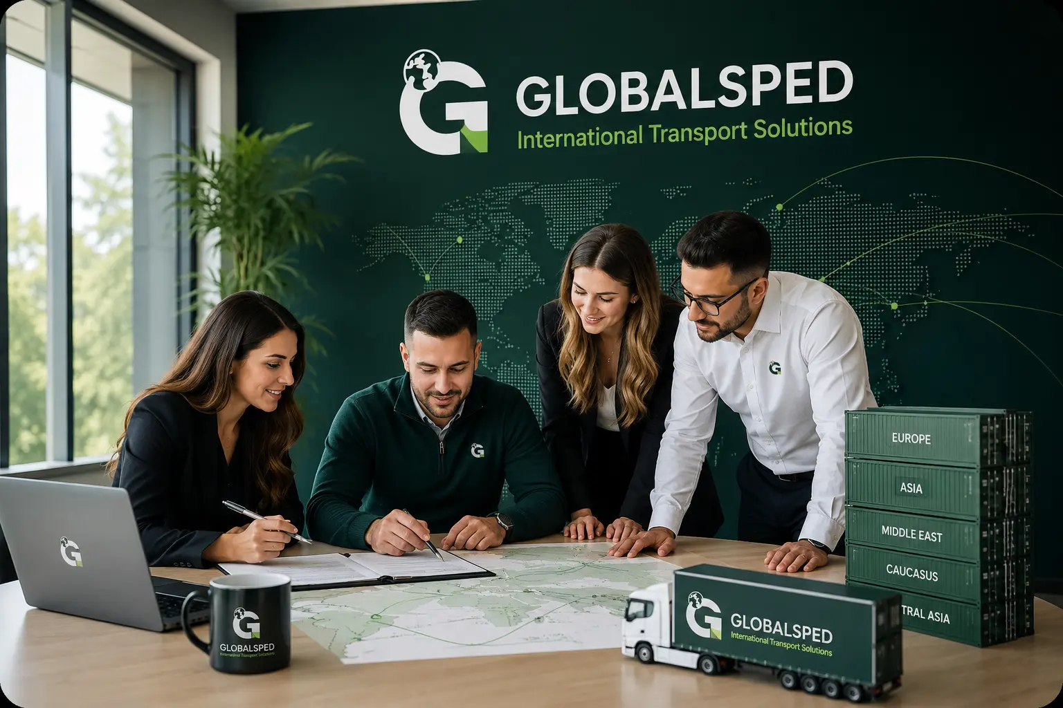 GLOBALSPED Team bei der internationalen Transportplanung